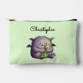 Schattig Paars Groen Fluffig Monster Vriend Etui (Voorkant)