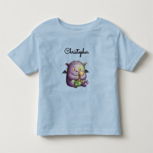 Schattig Paars Groen Fluffig Monster Vriend Kinder Shirts