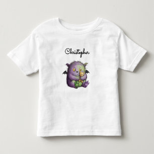 Schattig Paars Groen Fluffig Monster Vriend Kinder Shirts