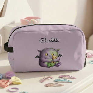 Schattig Paars Groen Fluffig Monster Vriend Toilettasje