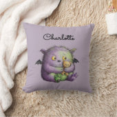 Schattig Paars Groen Fluffig Monster Vriendje Kussen (Deken)