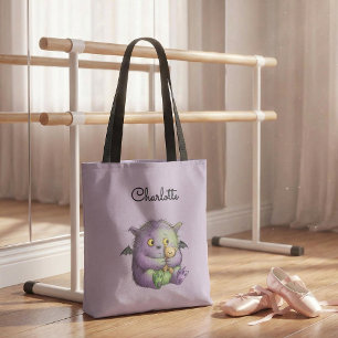 Schattig Paars Groen Fluffig Monster Vriendje Tote Bag