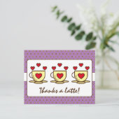Schattig Paars Hartelijk Dank Een Latte Koffie Dan Briefkaart (Staand voorkant)