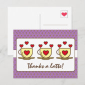 Schattig Paars Hartelijk Dank Een Latte Koffie Dan Briefkaart (Voorkant / Achterkant)