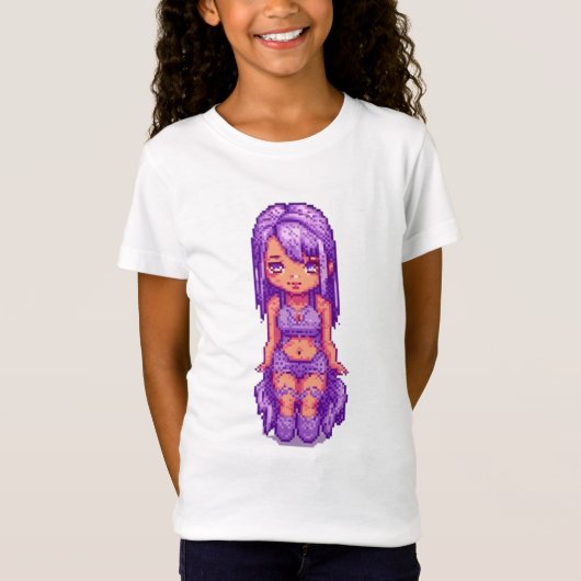 Schattig paars meisje  t-shirt (Voorkant)