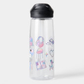 schattig paars patroon waterfles (Achterkant)