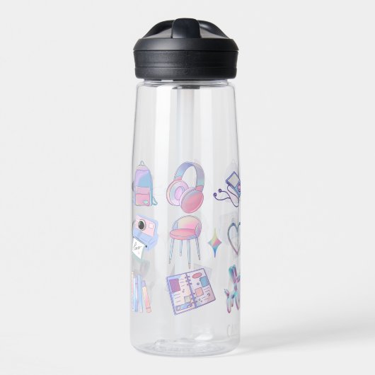 schattig paars patroon waterfles (Voorkant)