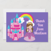 Schattig Paars Prinsessen Kasteel Verjaardag Meisj Bedankkaart (Voorkant)