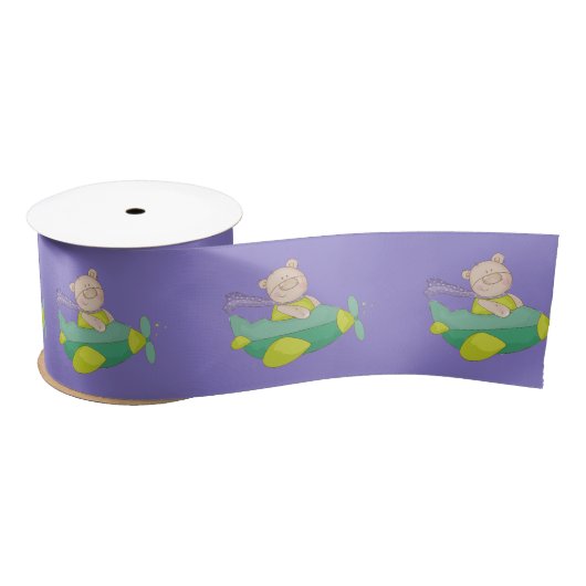 Schattig Paars Teddy Bear Ribbon Satijnen Lint (Spoel)