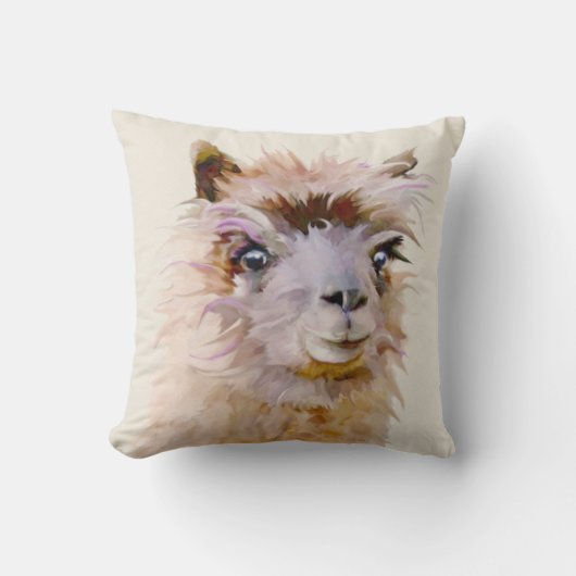 Schattig paarse alpaca kussen (Voorkant)