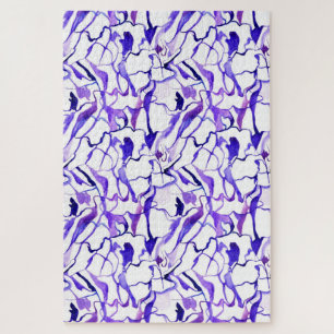 Schattig paarse aquarel abstracte lijnen patroon legpuzzel