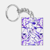 Schattig paarse aquarel abstracte lijnen patroon sleutelhanger (Voorkant Links)