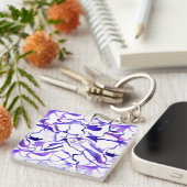 Schattig paarse aquarel abstracte lijnen patroon sleutelhanger (Voorkant Rechts)
