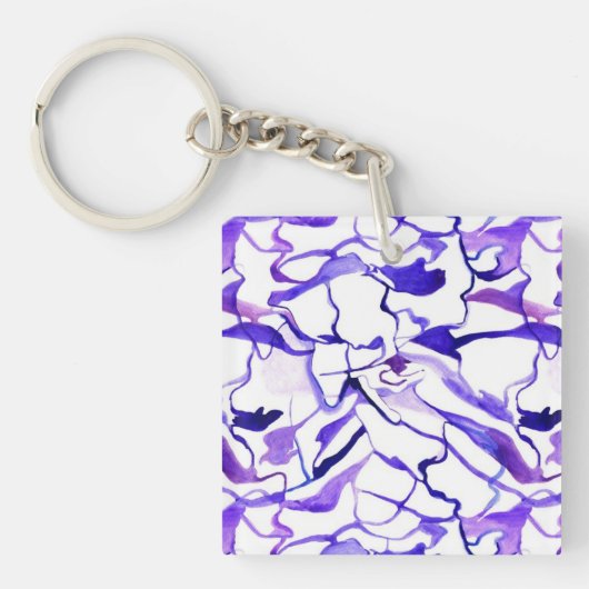 Schattig paarse aquarel abstracte lijnen patroon sleutelhanger (Voorkant)