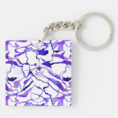 Schattig paarse aquarel abstracte lijnen patroon sleutelhanger (Achterkant)