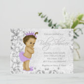 Schattig Paarse en grijs Baby shower Kaart (Staand voorkant)