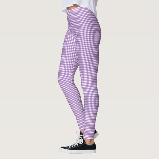Schattig Paarse en witte Gingham Pattern Leggings (Links)
