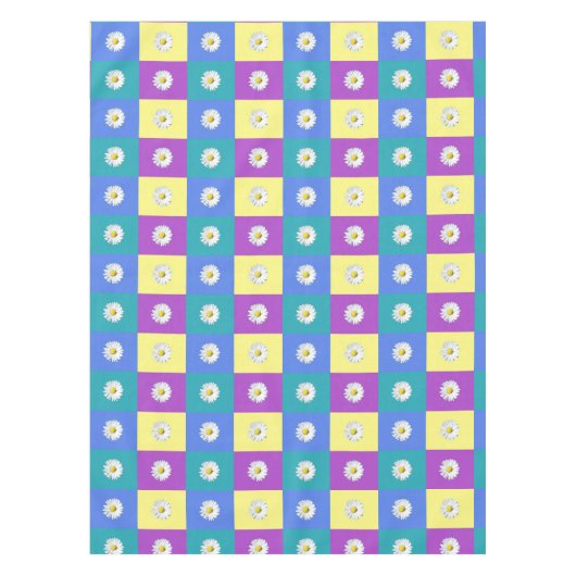 Schattig Paarse Geel Blauw Boho Daisy Tafelkleed (Voorkant)