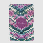 Schattig Paarse Groen Wit Bali Batik Tie Dye Custo Golfhanddoek (Voorkant)
