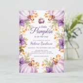 Schattig Paarse kleine pompoen Baby shower Kaart (Staand voorkant)