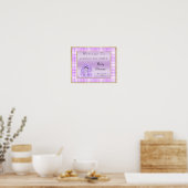 Schattig Paarse Konijn "Welkom" Poster (Keuken)