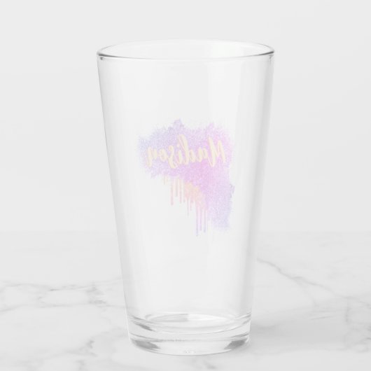 Schattig Paarse Sinaasappel | Aangepaste naam Cock Glas (Achterkant)