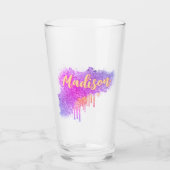 Schattig Paarse Sinaasappel | Aangepaste naam Cock Glas (Voorkant)