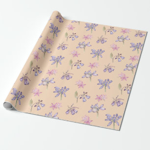  Schattig Paarse Wildflower Baby shower Meisje Cadeaupapier