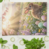 Schattig Paas Konijn en Kind Theedoek (Gevouwen)