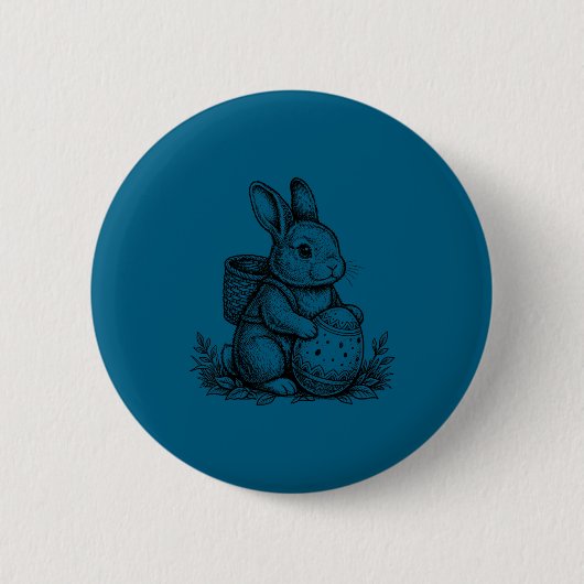 Schattig paas konijn met eiermand ronde button 5,7 cm (Voorkant)
