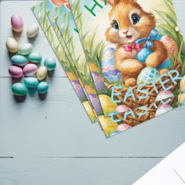Schattig paashaas konijn in mand met eieren briefkaart