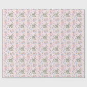 Schattig paashaas lentepastel bloemenroze cadeaupapier (Vlak)