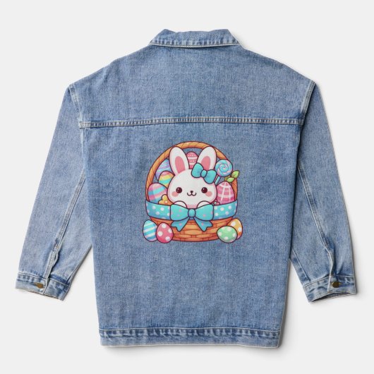 Schattig, paashaas-mandje denim jacket (Achterkant)