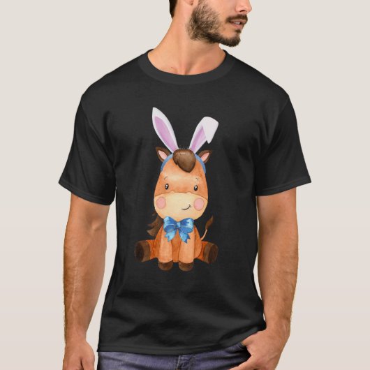 Schattig paaspaard Bunny Ears Horse Bow Stropdas G T-shirt (Voorkant)