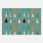 Schattig paaspatroon bomen groen rood roze schatti inpakpapier vel (Voorkant)
