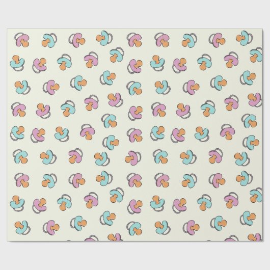 Schattig Pacifier Gender Reopenbaart Baby shower Cadeaupapier (Vlak)