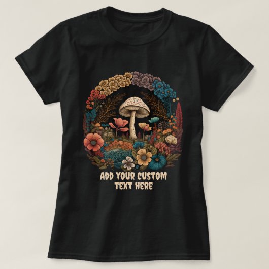 Schattig paddenstoel huis bloemen, paddenstoel lie t-shirt (Design voorkant)