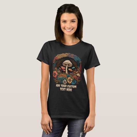 Schattig paddenstoel huis bloemen, paddenstoel lie t-shirt (Voorkant volledig)