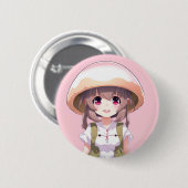 Schattig Paddestoel Meisje Anime Button - Fun Kawa (Voorkant /achterkant)