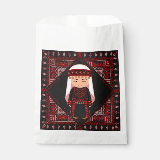 schattig Palestijns meisje Borduurwerk rode tatree Bedankzakje (Voorkant)