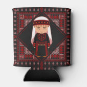 schattig Palestijns meisje Borduurwerk rode tatree Blikjeskoeler (Achterkant)