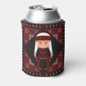 schattig Palestijns meisje Borduurwerk rode tatree Blikjeskoeler (Blikje Achterkant)