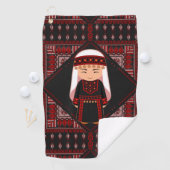 schattig Palestijns meisje Borduurwerk rode tatree Golfhanddoek (Insitu)