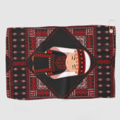 schattig Palestijns meisje Borduurwerk rode tatree Golfhanddoek (Horizontaal)
