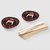 schattig Palestijns meisje Borduurwerk rode tatree Handwaaier (Niet-gemonteerd)