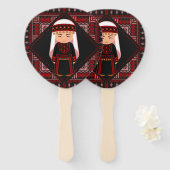 schattig Palestijns meisje Borduurwerk rode tatree Handwaaier (Voorkant en achterkant)