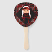 schattig Palestijns meisje Borduurwerk rode tatree Handwaaier (Achterkant)