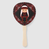 schattig Palestijns meisje Borduurwerk rode tatree Handwaaier (Voorkant)