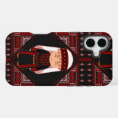 schattig Palestijns meisje Borduurwerk rode tatree iPhone Hoesje (Achterkant horizontaal)