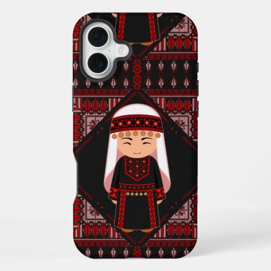schattig Palestijns meisje Borduurwerk rode tatree iPhone Hoesje (Achterkant)